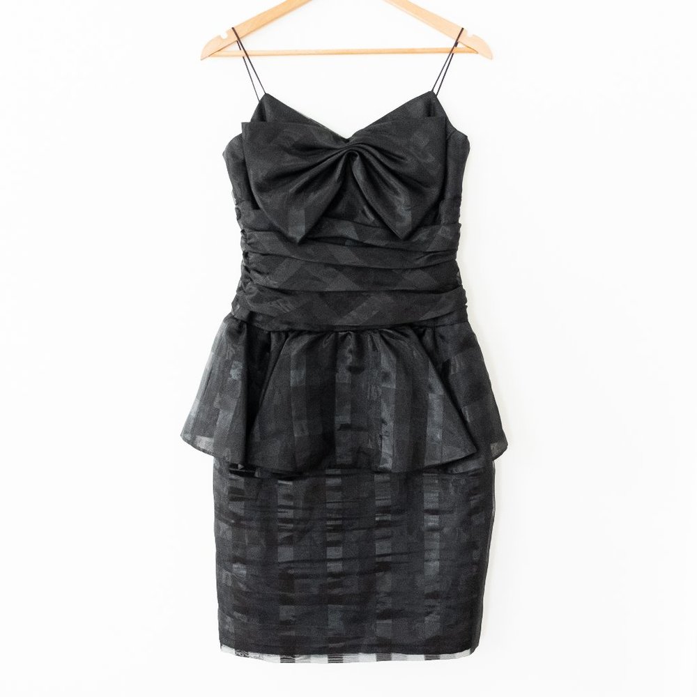 Vintage Ricki Lang for Nuit Fitted Peplum Bow Cocktail Dress